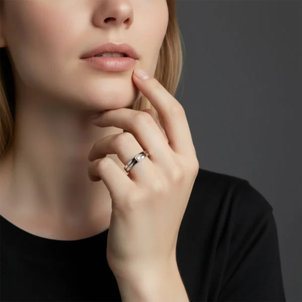 Anillo De Acero Amor Brillante