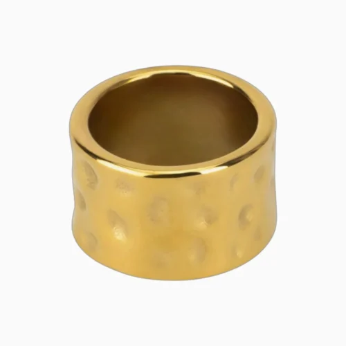 Anillo De Acero Diseño Unico Dorado