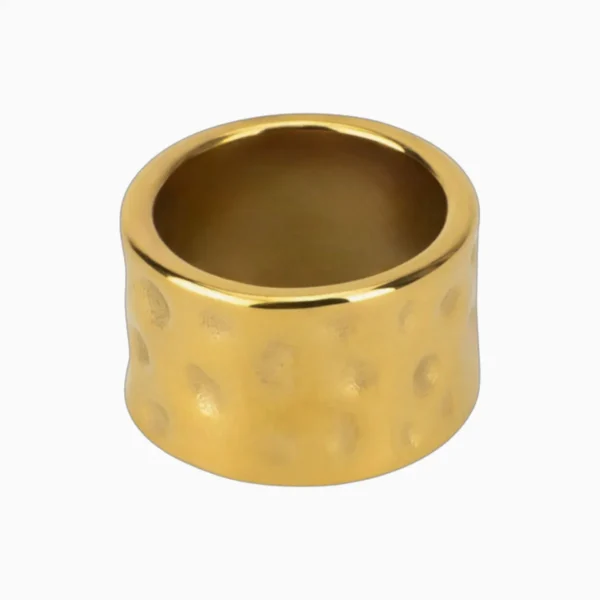 Anillo De Acero Diseño Unico Dorado