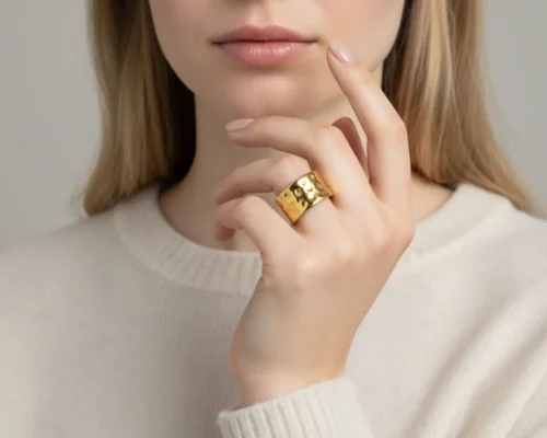 Anillo De Acero Diseño Unico Dorado