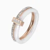 Anillo De Acero Doble Banda Porcelana Blanco