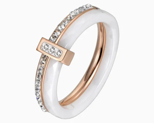 Anillo De Acero Doble Banda T Blanco