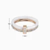 Anillo De Acero Doble Banda Porcelana Blanco