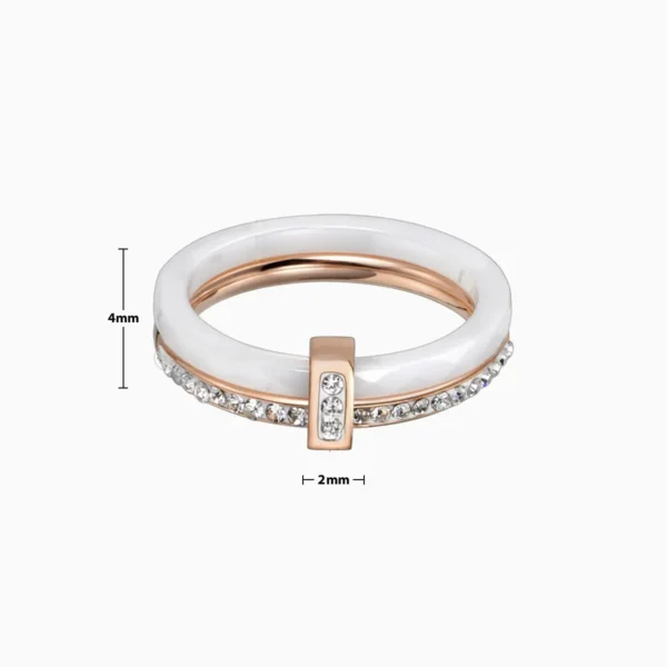 Anillo De Acero Doble Banda Porcelana Blanco