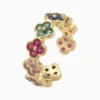Anillo De Acero Dúo Trébol 4 Hojas Dorado