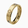 Anillo De Acero Dúo Trébol 4 Hojas Dorado