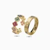 Anillo De Acero Dúo Trébol 4 Hojas Dorado