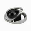 Anillo De Acero Gota Piedra Negra