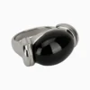 Anillo De Acero Piedra Ovalada Negra Anillo De Acero Piedra Ovalada Negra