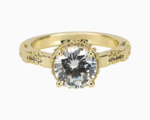 Anillo De Oro Solitario Corona Redonda Anillo De Oro Solitario Corona Redonda