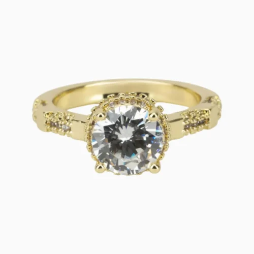 Anillo De Oro Solitario Corona Redonda