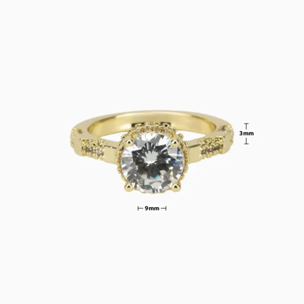 Anillo De Oro Solitario Corona Redonda