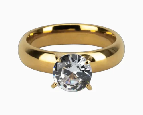 Anillo De Acero Solitario Diseno Cuerveado