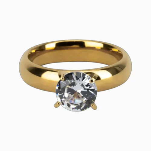 Anillo De Acero Solitario Diseño Curveado
