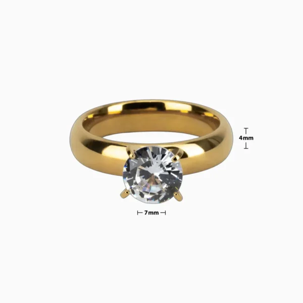 Anillo De Acero Solitario Diseño Curveado