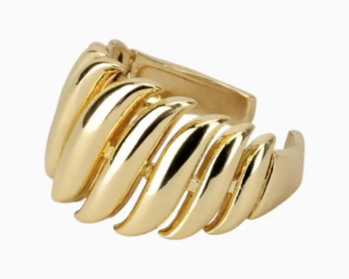 Anillo De Oro Ancho Ondulado Ajustable