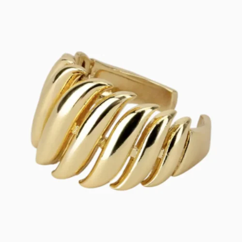 Anillo De Oro Ancho Ondulado Ajustable Anillo De Oro Ancho Ondulado Ajustable