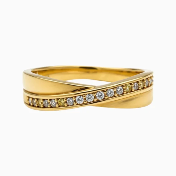 Anillo De Oro Doble Banda Brillante