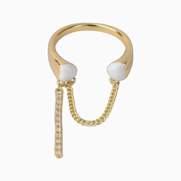 Anillo De Oro Dos Corazones Ajustable