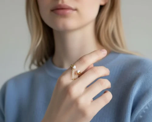 Anillo De Oro Dos Corazones Ajustable