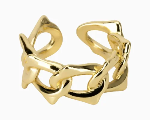 Anillo De Oro Eslabones Ajustable
