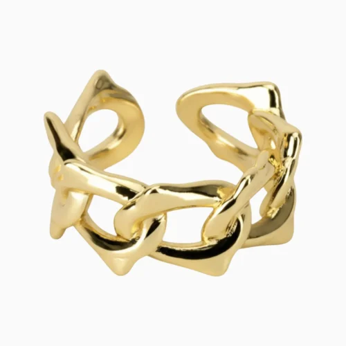 Anillo De Oro Eslabones Ajustable