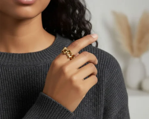 Anillo De Oro Eslabones Ajustable