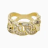 Anillo De Oro Eslabones Brillantes