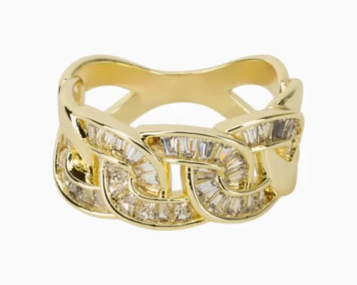 Anillo De Oro Eslabones Brillantes Anillo De Oro Eslabones Brillantes