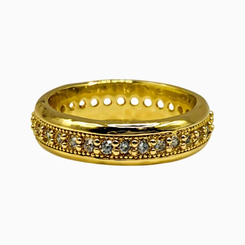 Anillo De Oro Fila En Pave