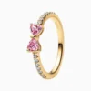 Anillo Moño Rosa Luminoso Dorado