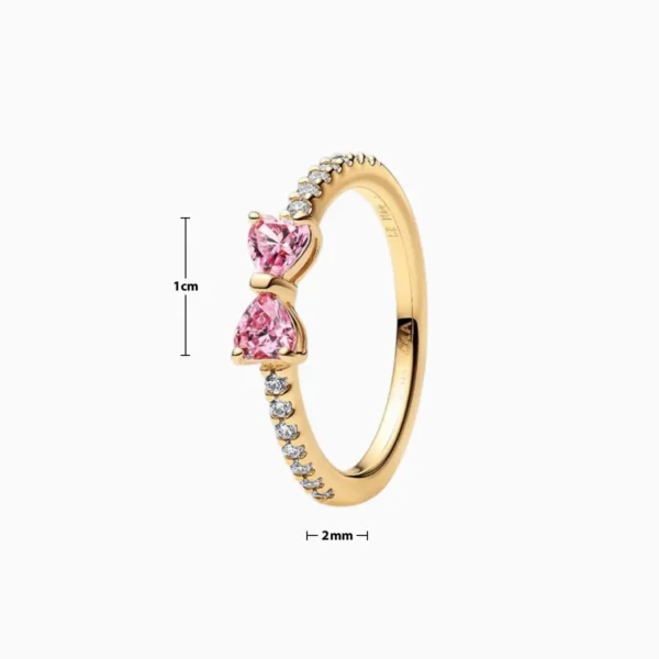 Anillo De Oro Moño Rosa Dorado