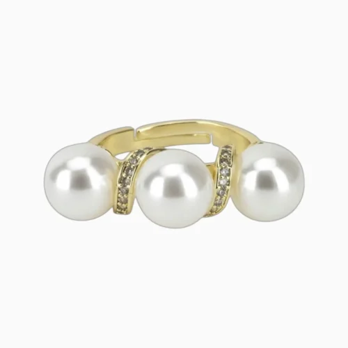 Anillo De Oro Perlas Ajustable