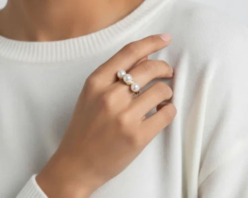 Anillo De Oro Perlas Ajustable