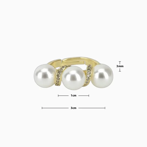 Anillo De Oro Perlas Ajustable