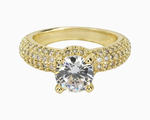 Anillo De Oro Solitario Brillante
