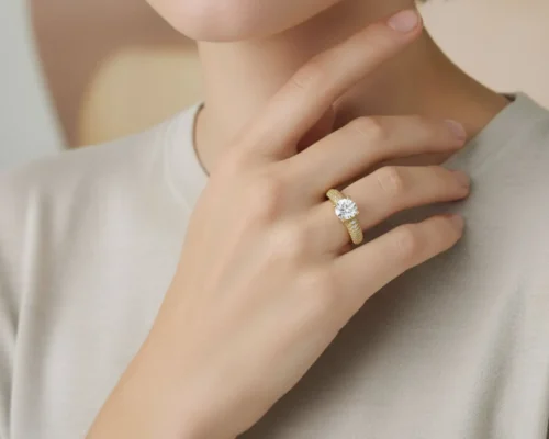 Anillo De Oro Solitario Brillante