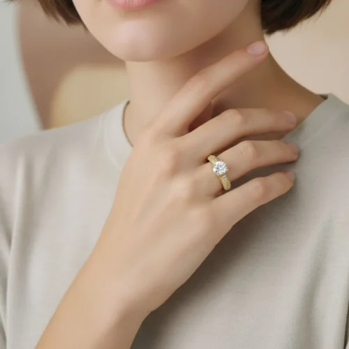 Anillo De Oro Solitario Brillante
