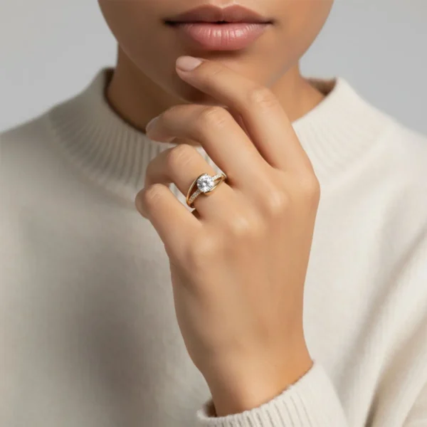 Anillo De Oro Solitario Con Circonia