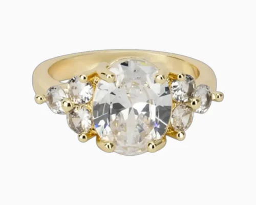 Anillo De Oro Solitario Elegante Piedra