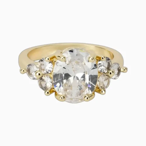 Anillo De Oro Solitario Elegante Piedra