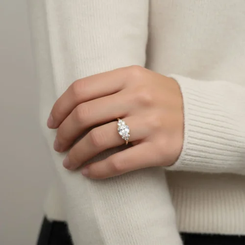 Anillo De Oro Solitario Elegante Piedra