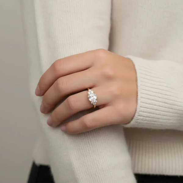 Anillo De Oro Solitario Elegante Piedra
