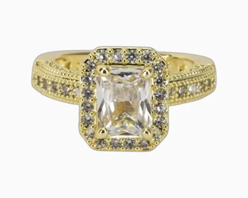 Anillo De Oro Solitario Rectangular