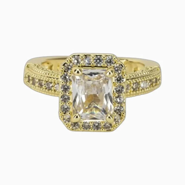 Anillo De Oro Solitario Rectangular