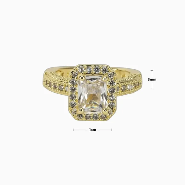 Anillo De Oro Solitario Rectangular