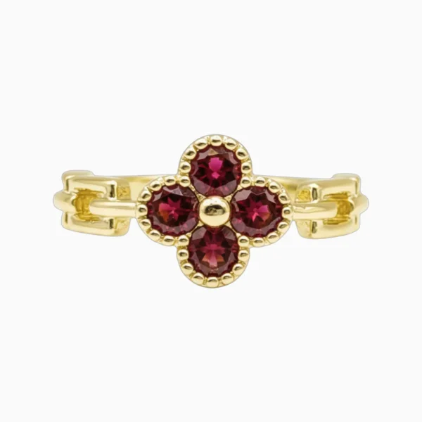 Anillo De Oro Trébol Ajustable