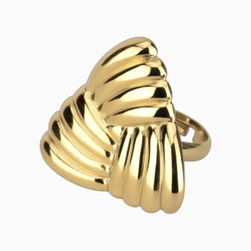Anillo De Oro Triangulo Con Surcos Ajustable