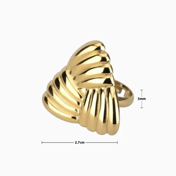 Anillo De Oro Triangulo Con Surcos Ajustable