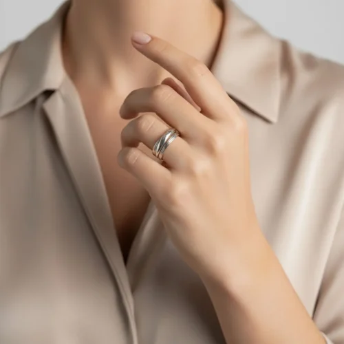 Anillo De Plata Banda Torcida Para Combinar